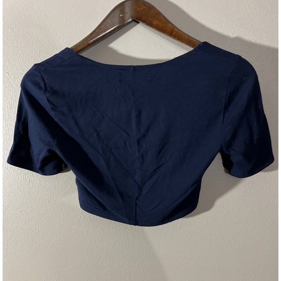Reformation Blue Fitted Crop Top Short Sleeve - Picture 2 of 3